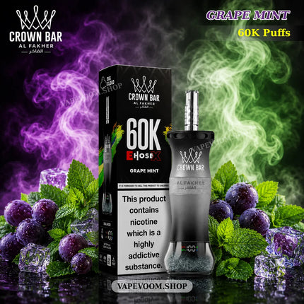 Al Fakher 60000 Puffs E Hose X Hookah Disposable Vape – Grape Mint | 6mg Nicotine