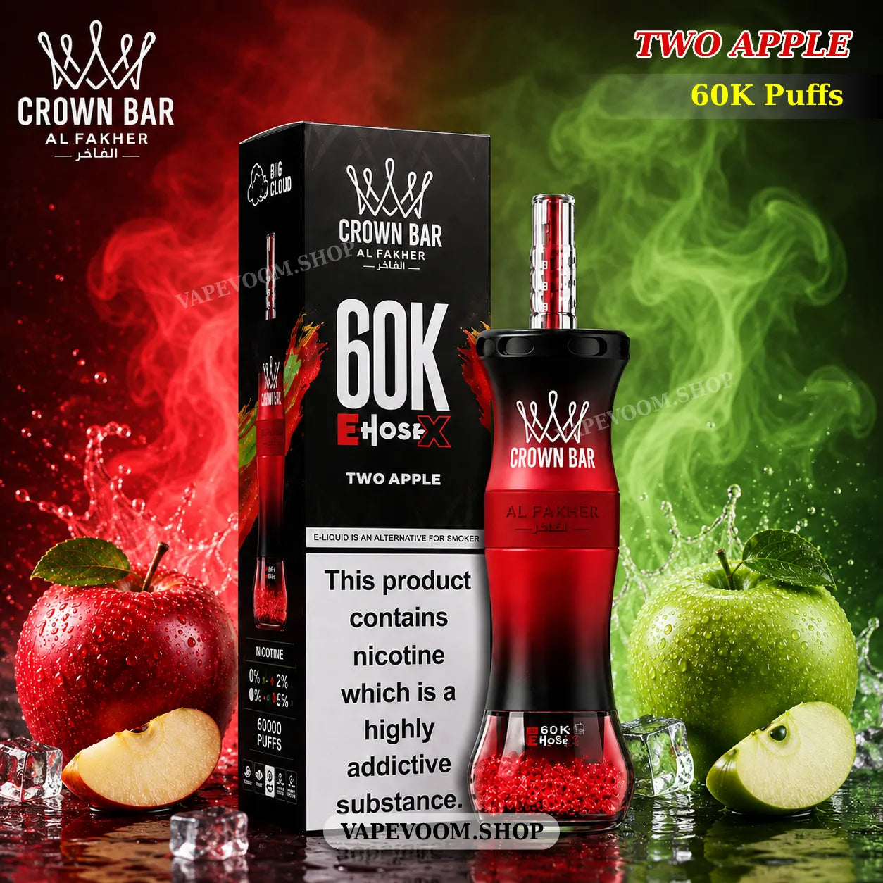 6mg disposable vape Al Fakher 60000 Puffs E Hose X Hookah – Two Apple Color:Floating Mushrooms Best Nicotine Free Vape mic salt