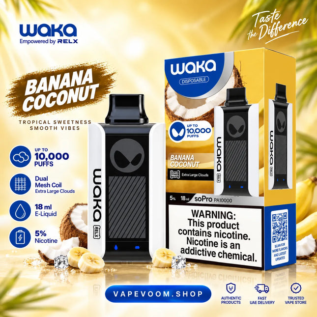 WAKA soPro PA10000 Puffs 50mg Disposable Vape Banana Coconut - Vapevoom