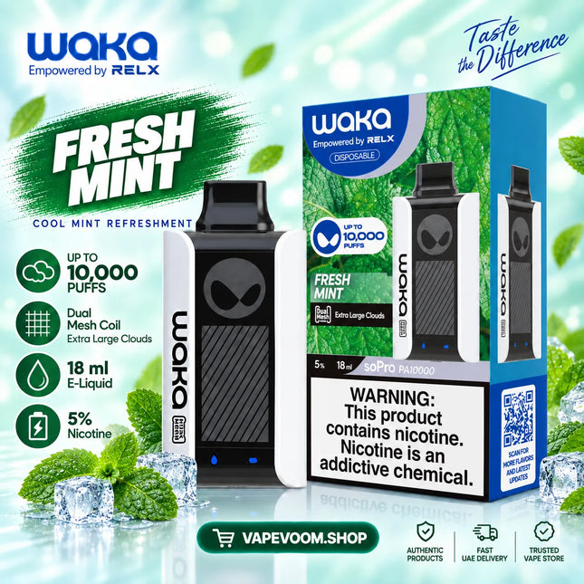 WAKA soPro PA10000 Puffs 50mg Disposable Vape Fresh Mint - Vapevoom