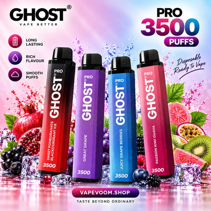 Ghost Pro 3500 Puffs Disposable Vape – 20mg (2%) Nicotine Salt - VAPEVOOM