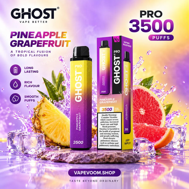 Ghost Pro 3500 Puffs Disposable Vape – Pineapple Grapefruit - 20mg - VAPEVOOM
