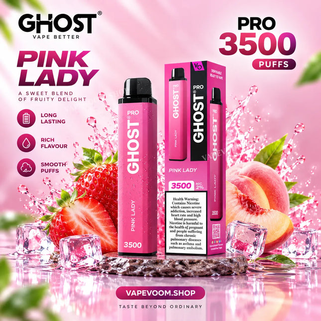 Ghost Pro 3500 Puffs Disposable Vape – Pink Lady - 20mg - VAPEVOOM