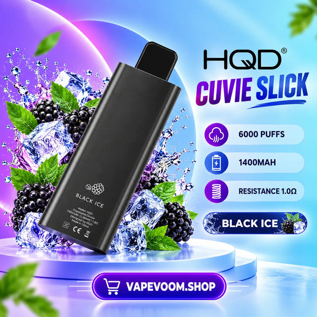 HQD Cuvie Slick 6000 Puffs Disposable Vape Black Ice - Vapevoom