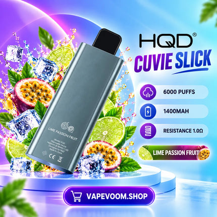 HQD Cuvie Slick 6000 Puffs Disposable Vape Lime Passion Fruit - Vapevoom