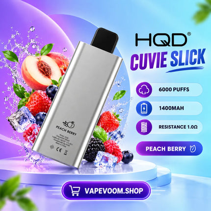 HQD Cuvie Slick 6000 Puffs Disposable Vape Peach Berry - Vapevoom