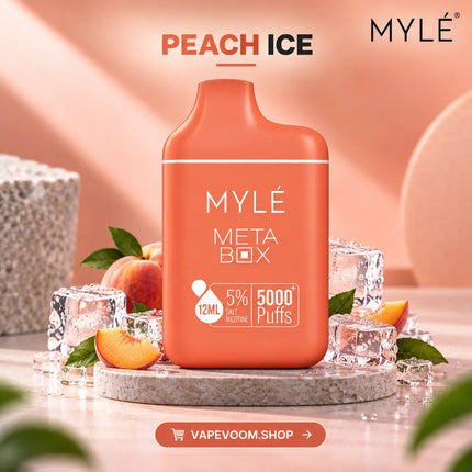 MYLÉ Meta Box 5000+ Puffs Disposable Vape Peach Ice - Vapevoom