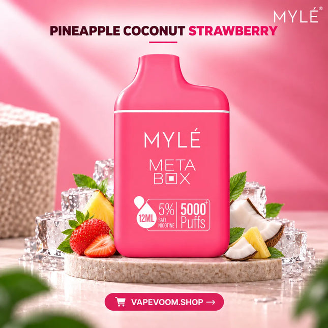 MYLÉ Meta Box 5000+ Puffs Disposable Vape Pineapple Coconut Strawberry - Vapevoom