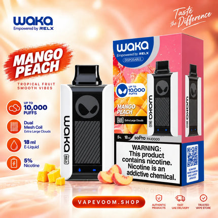 WAKA soPro PA10000 Puffs 50mg Disposable Vape Mango Peach - Vapevoom