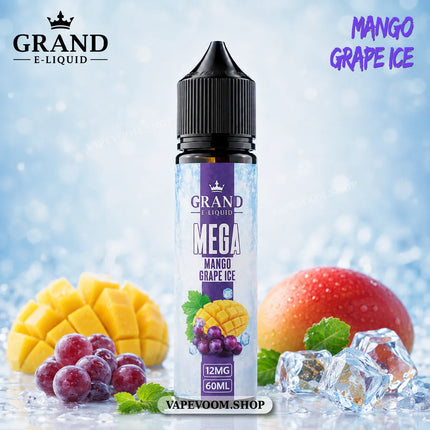 Mega Vape Juice Mango Grape Ice by Grand E-Liquid – 12mg | 60ml | 70/30 VG/PG