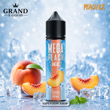 Mega Vape Juice Peach Ice by Grand E-Liquid – 12mg | 60ml | 70/30 VG/PG