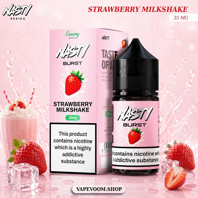 Nasty Burst Salt Nicotine E-Liquid – Strawberry Milkshake | 35mg | 30ml