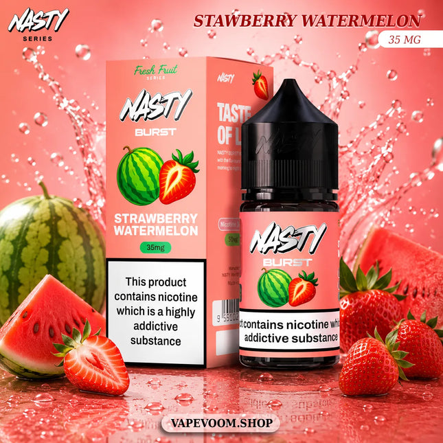 Nasty Burst Salt Nicotine E-Liquid – Strawberry Watermelon | 35mg | 30ml