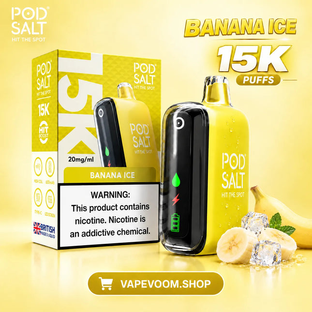 PODSALT 15000 Puffs 20mg Disposable Vape Banana Ice - Vapevoom