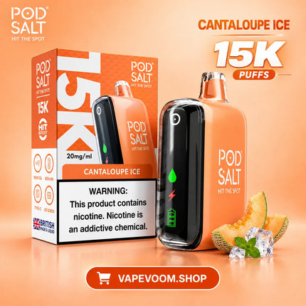 PODSALT 15000 Puffs 20mg Disposable Vape Cantaloupe Ice - Vapevoom