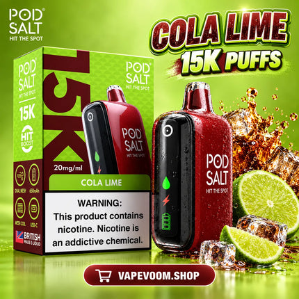 PODSALT 15000 Puffs 20mg Disposable Vape Cola Lime - Vapevoom