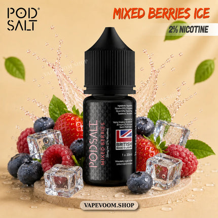Pod Salt 20mg Nicotine Salt – Mixed Berries Ice – E-Liquid | 30ml