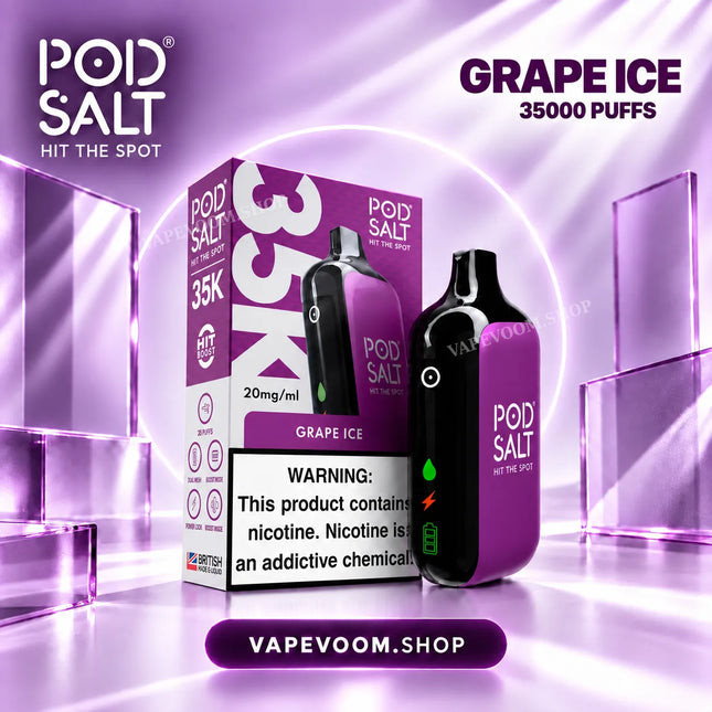 Pod Salt 35K Grape Ice Disposable Vape 20mg VAPEVOOM