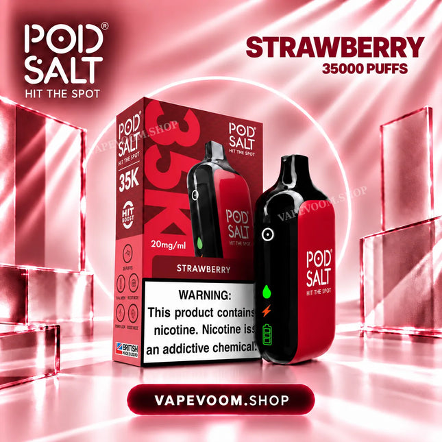 Pod Salt 35K Disposable Vape Strawberry 20mg VAPEVOOM