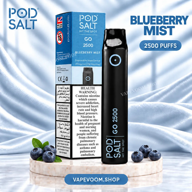 Pod Salt Go 2500 Puffs Disposable Vape Blueberry Mist 20mg Nicotine Salt