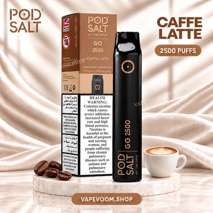 Pod Salt Go 2500 Puffs Disposable Vape Caffe Latte 20mg