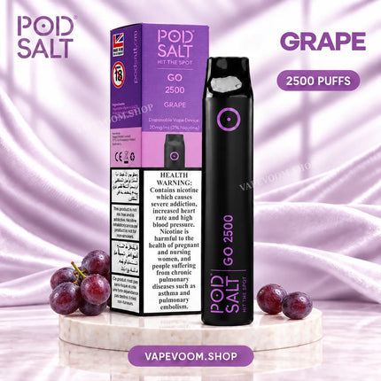 Pod Salt Go 2500 Puffs Disposable Vape Grape 20mg Nicotine Salt