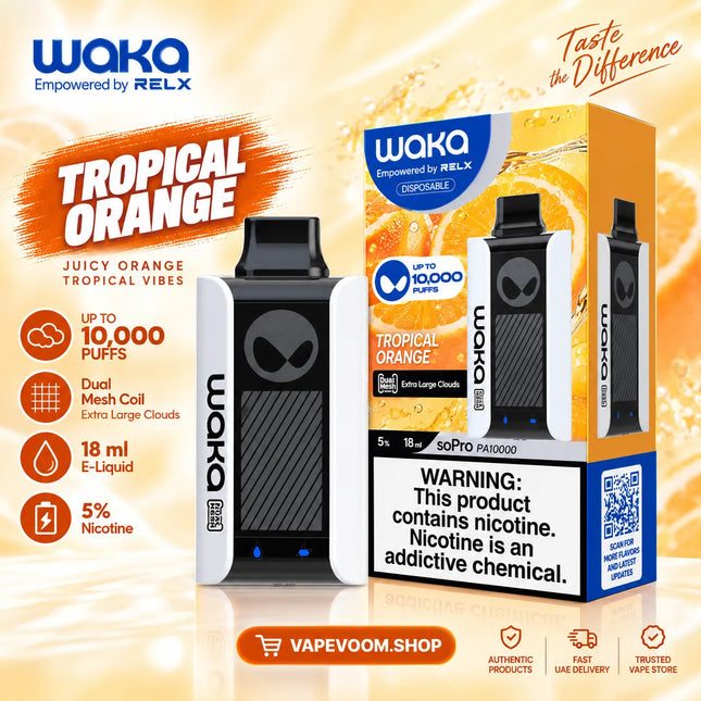 WAKA soPro PA10000 Puffs 50mg Disposable Vape Tropical Orange - Vapevoom