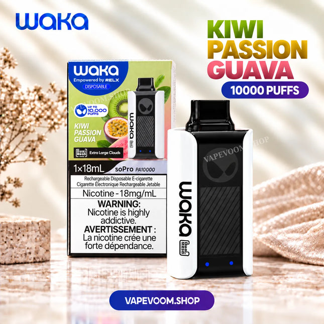 WAKA soPro 10000 Puffs Disposable Vape Kiwi Passion Guava 30mg Nicotine