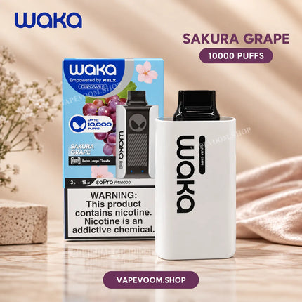 WAKA soPro 10000 Puffs Disposable Vape Sakura Grape 30mg Nicotine