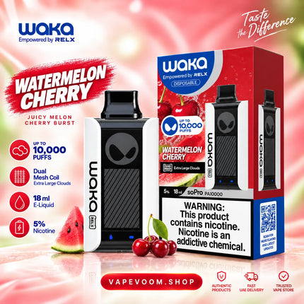 WAKA soPro PA10000 Puffs 50mg Disposable Vape Watermelon Cherry - Vapevoom