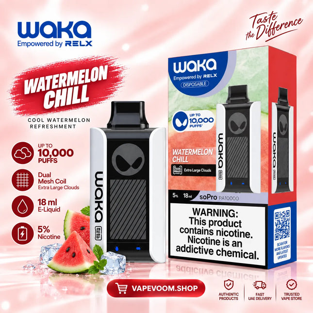WAKA soPro PA10000 Puffs 50mg Disposable Vape Watermelon Chill – Vapevoom